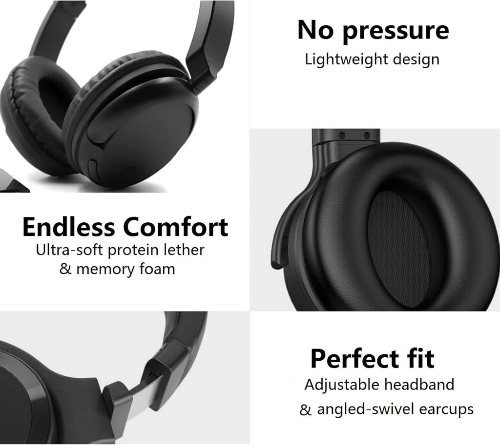 Wireless TV Headphones Wireless Headphones Headset with FM Radio 3 in1 Funcitons FM Wireless TV Headphone HiFi Stereo Lightweight Headphones for Home Office Game Computer