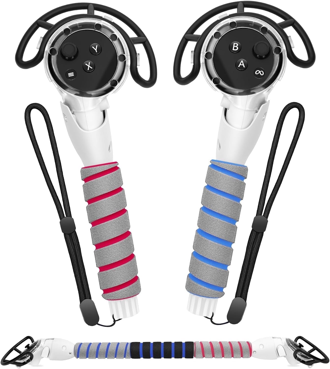 3 in 1 Handle Attachments for Meta Quest 3 Controller Grips Accessories, VR Handle Extender Extension Grips for Oculus Quest 3 Beat Saber, Golf Club, Gorilla Tag Long Arms, Rowing Crew White