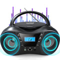 Prociv CD Player Boombox with FM Radio,Bluetooth 5.1,Clear Sound,LCD Display,USB/AUX Input,AC/Battery Powered,CD/CD-R/CD-RW Compatible,3.5mm Headphone Jack,Sleep Timer for Home,Seniors,Kids Black