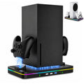 Charging Stand with Cooling Fan, Vertical Stand Compatible with Xbox Series X/S Console&Controller, Dual Controller Charger Station Dock with 3 USB Ports, Black