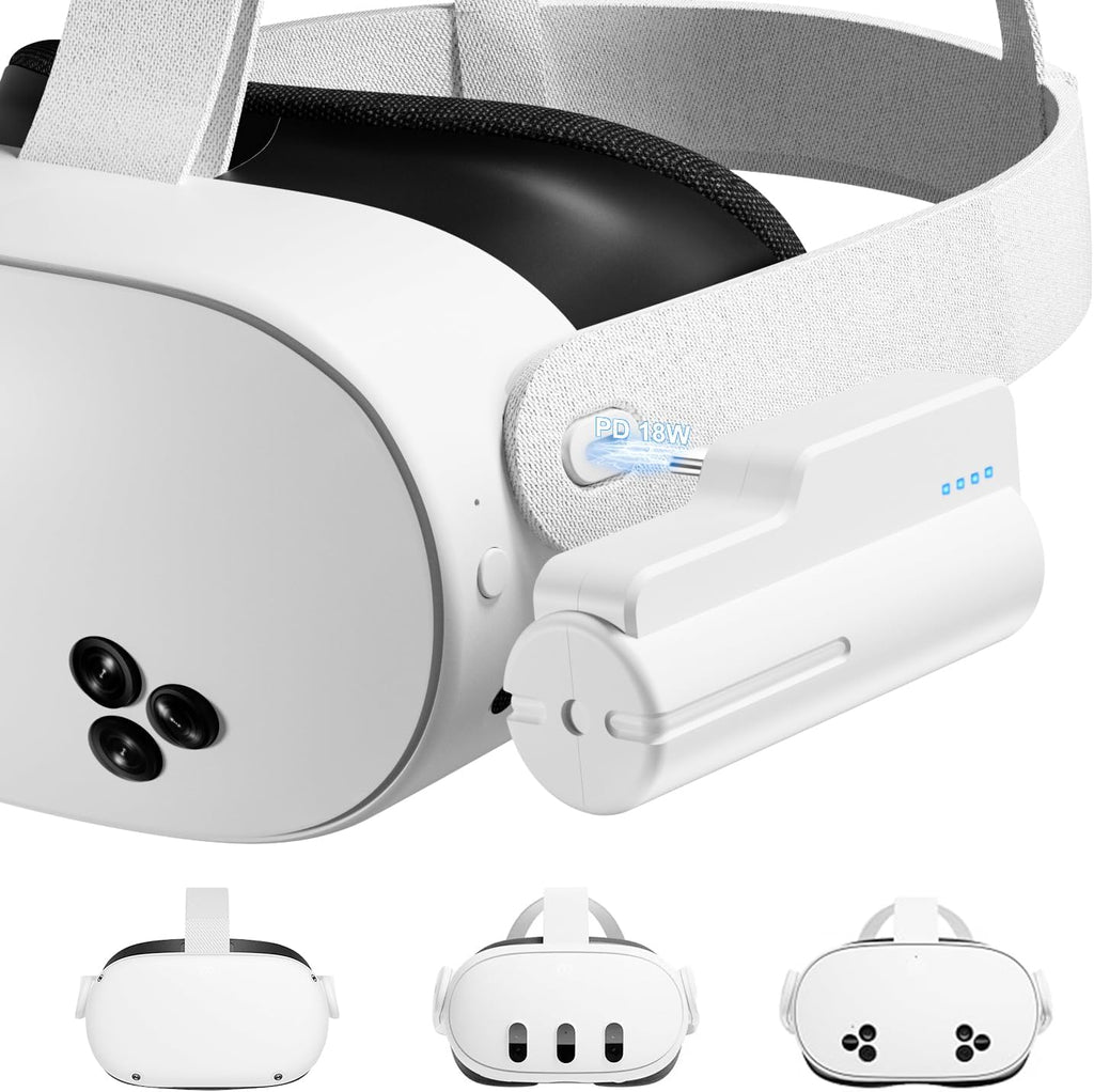 Battery Pack for Meta Oculus Quest 3/3S and Oculus 2, Fast 9V/18W 5000mAh Head Strap Battery Charger Compatible with Oculus/Meta Quest 2/3/3S Lightweight VR Accessories for Extra 2-4H Playtime