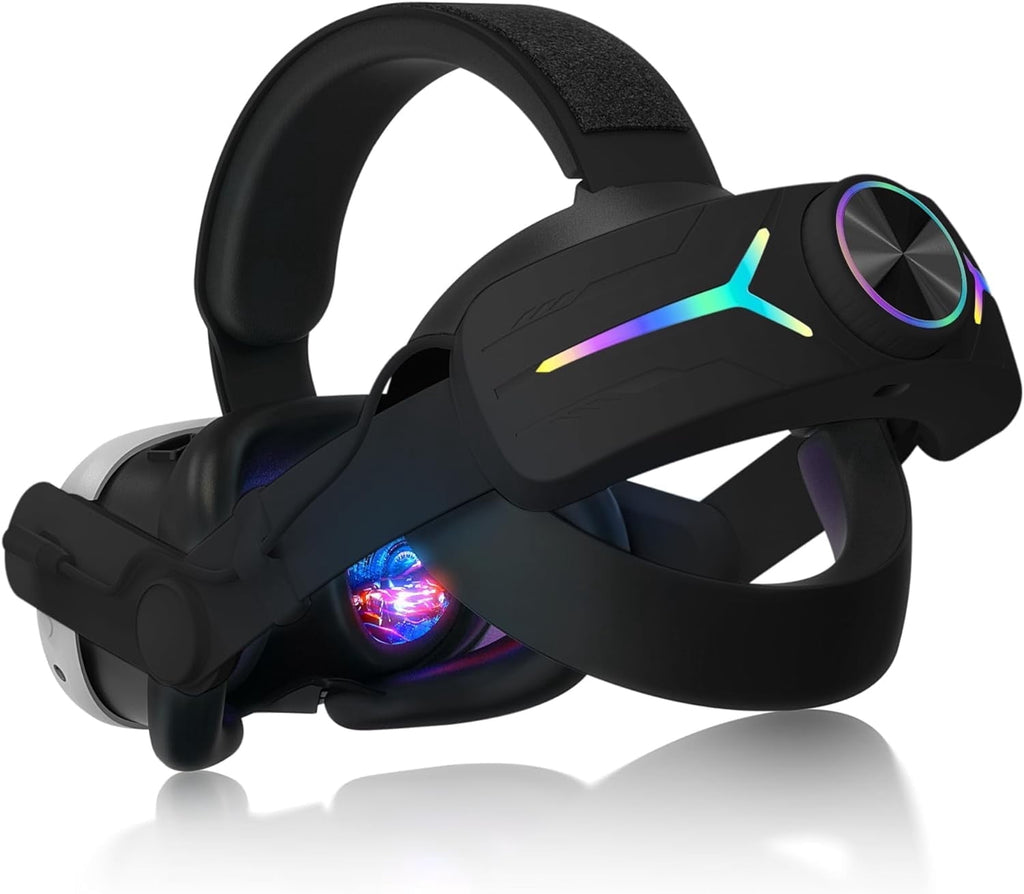 RGB Comfort Battery Head Strap 8000mAh Compatible with Meta Quest 3/Quest 3S Accessories, Battery Pack Elite Strap Replacement for Enhanced Support and Extend Playtime in VR Black