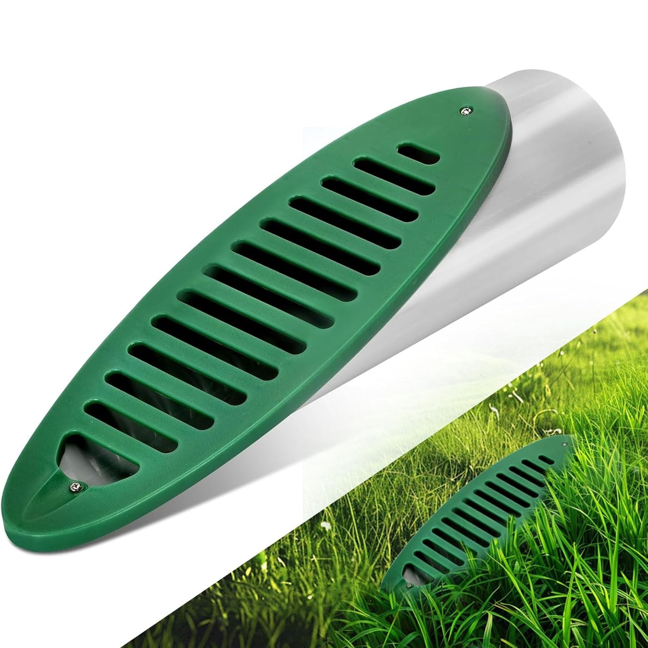 Yard Drain Emitter, 4in Green Angled Drainage Grate Yard for Sump Pump Discharge&Downspout Extensions,Angled Slope Pipe Grate for 4-Inch Connection,Reduce Stagnant Water