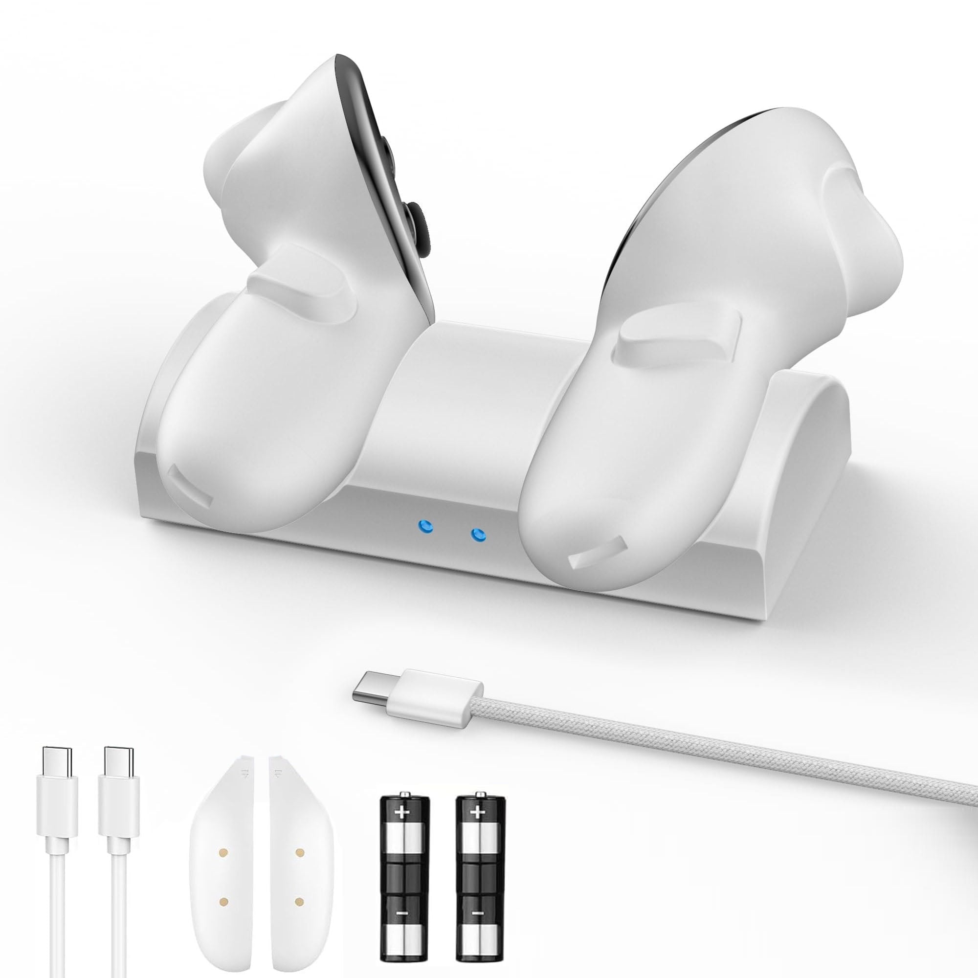VR Charging Dock Compatible with Meta Quest 3/3S Controllers,Wireless Charging Station for Quest 3/3S Accessories,Magnetic Charger Stand for Controller with 2 Rechargeable Battery