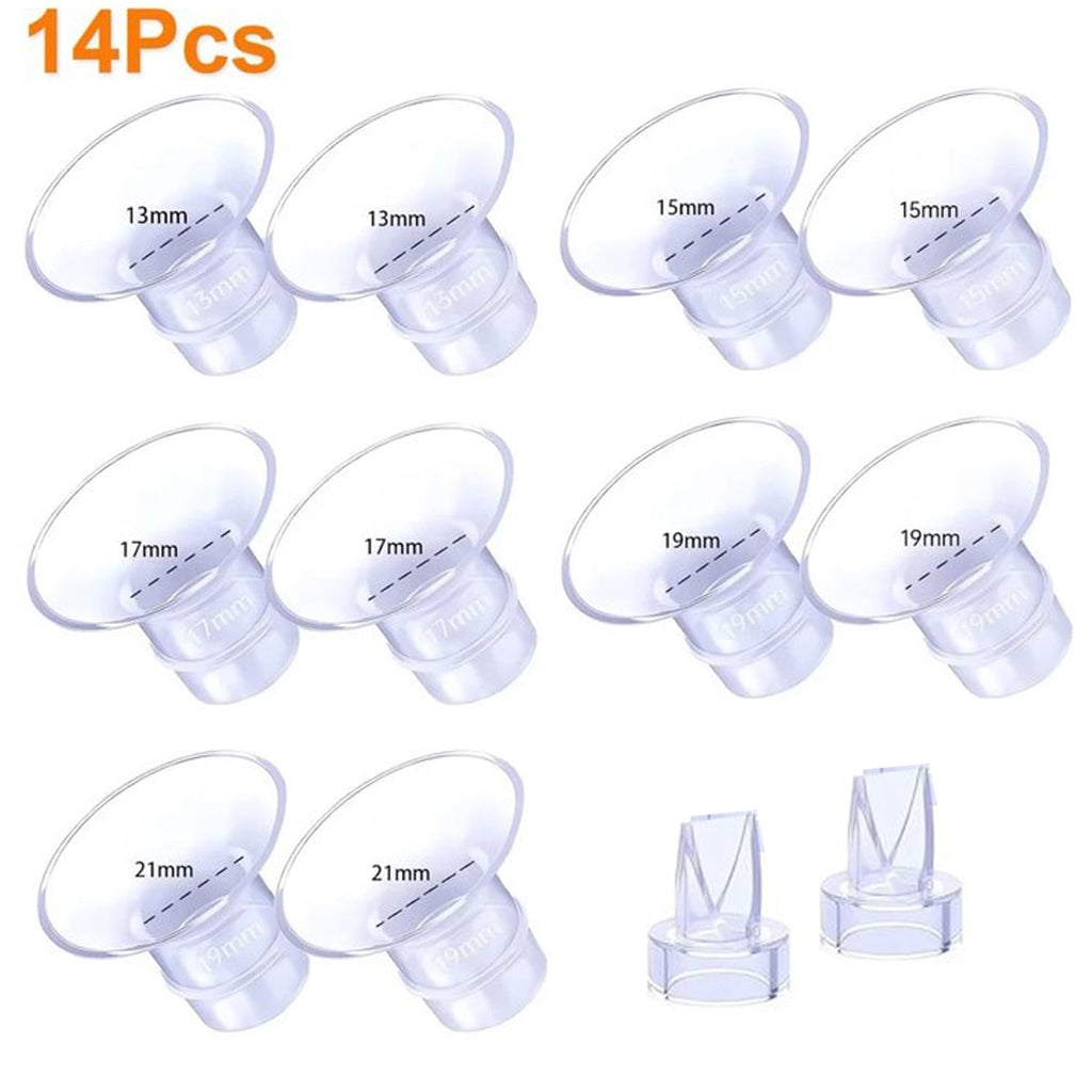 Prociv 14Pcs Flange Inserts 13/15/17/19/21mm Compatible with Momcozy S12/S12pro/S9/S9 Pro, for TSRETE/Spectra/Medela 24mm Shield/Flange, Including Duckbill Valve & Silicone Diaphragm