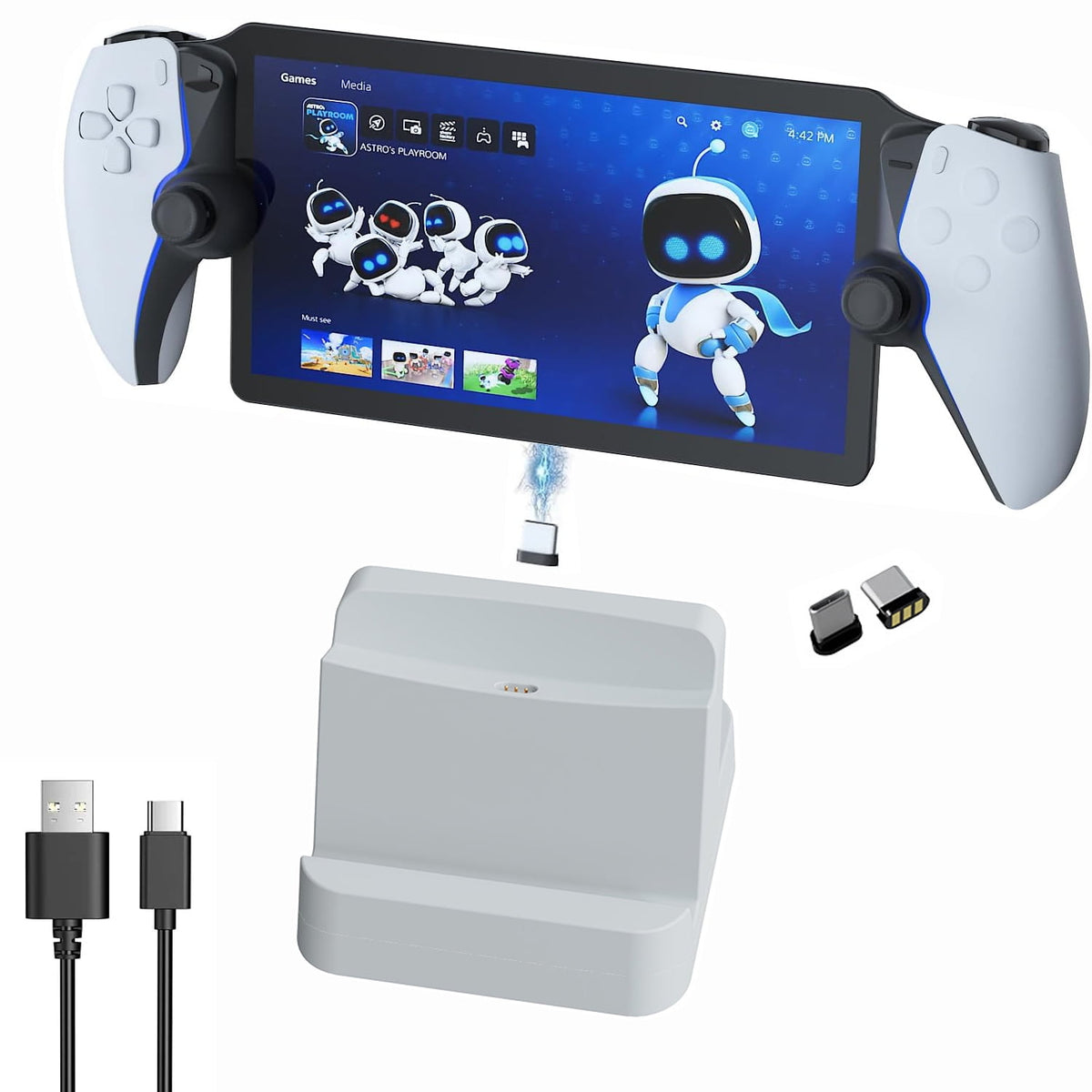 Prociv Charging Station for Playstation Portal Remote Player, for PS Portal Charger Dock Stand with Type C Plug, for Playstation 5 PS5 Portable Accessories Stand Charger Station, White