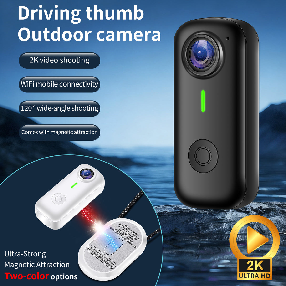 Mini Body Camera, Wearable Action Body Cam with Audio & Video- Thumb Hands Free Waterproof Recording Wearable Cameras - for Work Travel Pet Walk Swim(Black)
