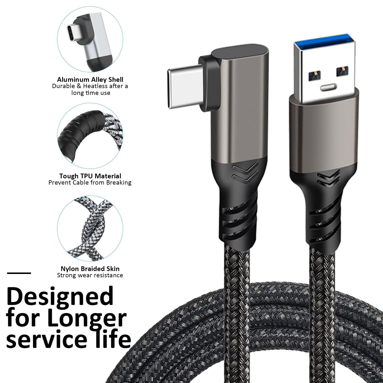 Prociv Compatible for Oculus Quest 2 Link Cable 16.4FT, VR Headset Cable for Oculus Quest 2 / Quest 3, USB 3.0 to TYEE C High Speed Data Transfer Charging Cord for Gaming PC & USB C Chargers
