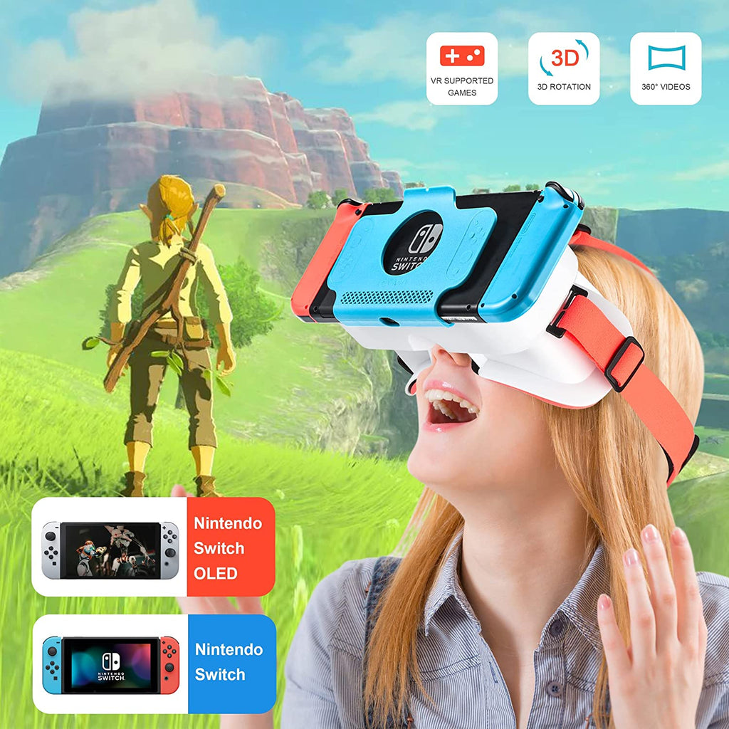 Wiher Newest VR Headset for Nintendo Switch & Switch OLED Model, 3D VR Glasses with Adjustable Lens for Virtual Reality Gaming Experience, Switch VR Labo Goggles Headset for Nintendo Switch(Red)