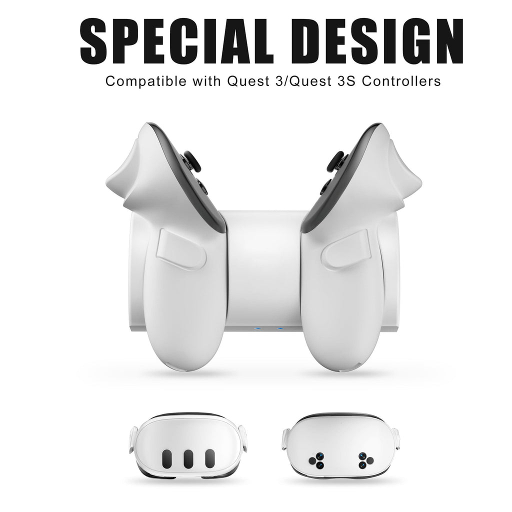 VR Charging Dock Compatible with Meta Quest 3/3S Controllers,Wireless Charging Station for Quest 3/3S Accessories,Magnetic Charger Stand for Controller with 2 Rechargeable Battery