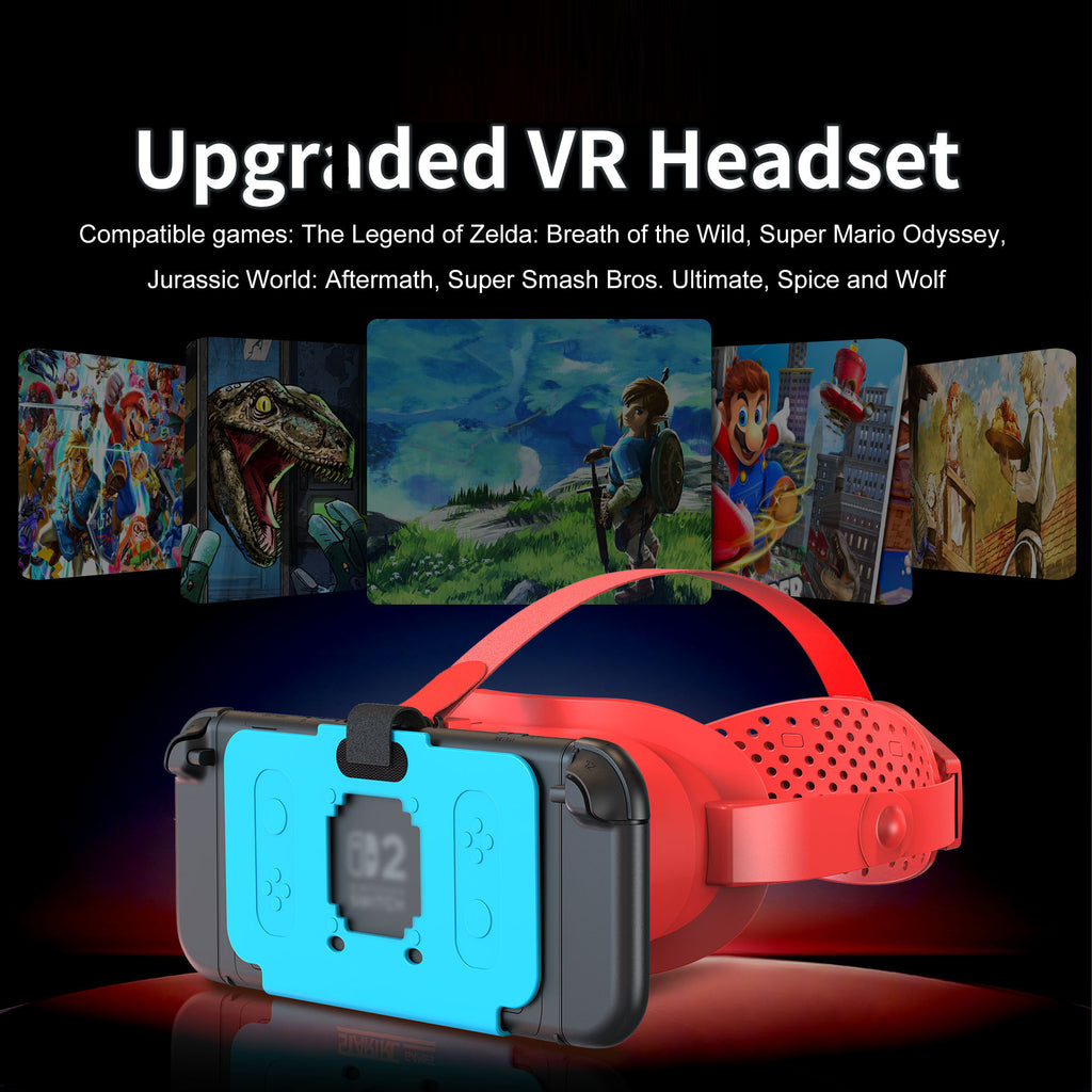 Newest VR Headset for Nintendo Switch 2 Model, 3D VR Glasses with Adjustable Lens for Virtual Reality Gaming Experience, Switch VR Labo Goggles Adjustable Headset for Nintendo Switch 2,Red
