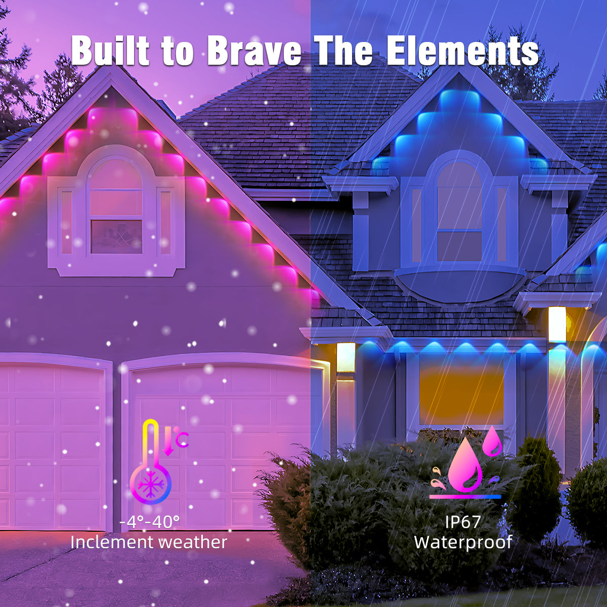 Permanent Outdoor Lights 150ft, Christmas Outdoor Lights Smart RGB+IC App Control with 48 LEDs, LED Eaves Lights IP67 Waterproof, House Roof Outdoor Lighting for Party, Daily, Halloween,Garden