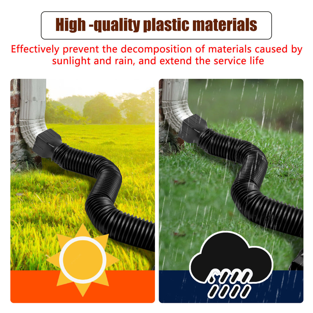 Wiher 2 Pack Flexible Rain Gutter Downspout Extensions,Drain Downspout Extender,Gutter Extension Flexible,Down Spout Drain Extension Pipes,Extendable from 21 to 60 Inches (Black)