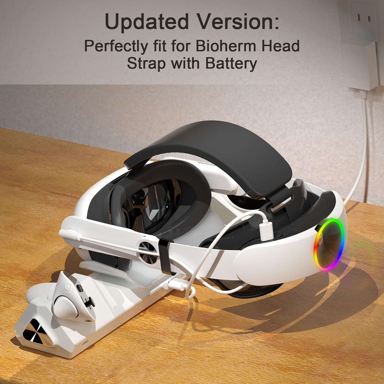 VR Charging Dock for Meta Quest 3/3S with RGB LED Light, Magnetic Charging Station for Oculus Quest 3 VR Headset and Touch Controllers, with 2 Rechargeable 2100mAh Batteries/USB-C Charger Cable