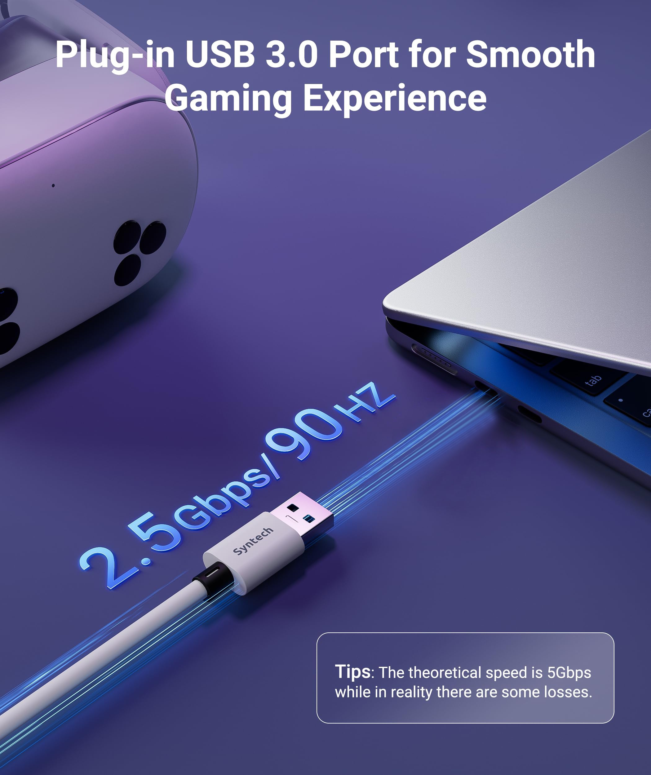 VR Link Cable with Charging 16FT Compatible with Oculus/Meta Quest 3S/3 Accessories, Quest2/Pro, Pico4, Link Cable for SteamVR, Charge & Link Simultaneously