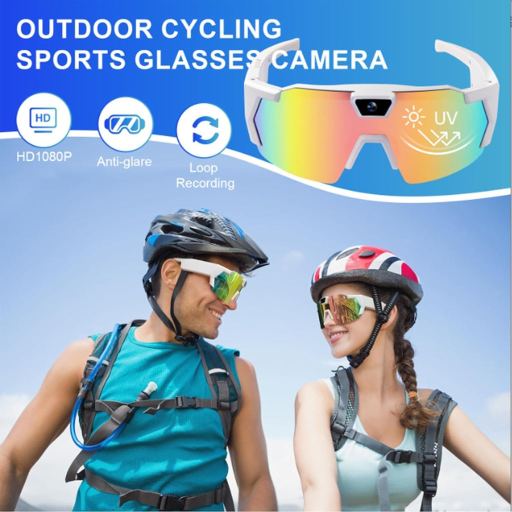 Wiher Smart Camera Glasses, 4k POV Sports Glasses HD Recording Video, Cycling Action Sunglasses, Wearable Audio Take a Picture Wireless Photography Shooting VCR，Suitable for Men and Women(Black)