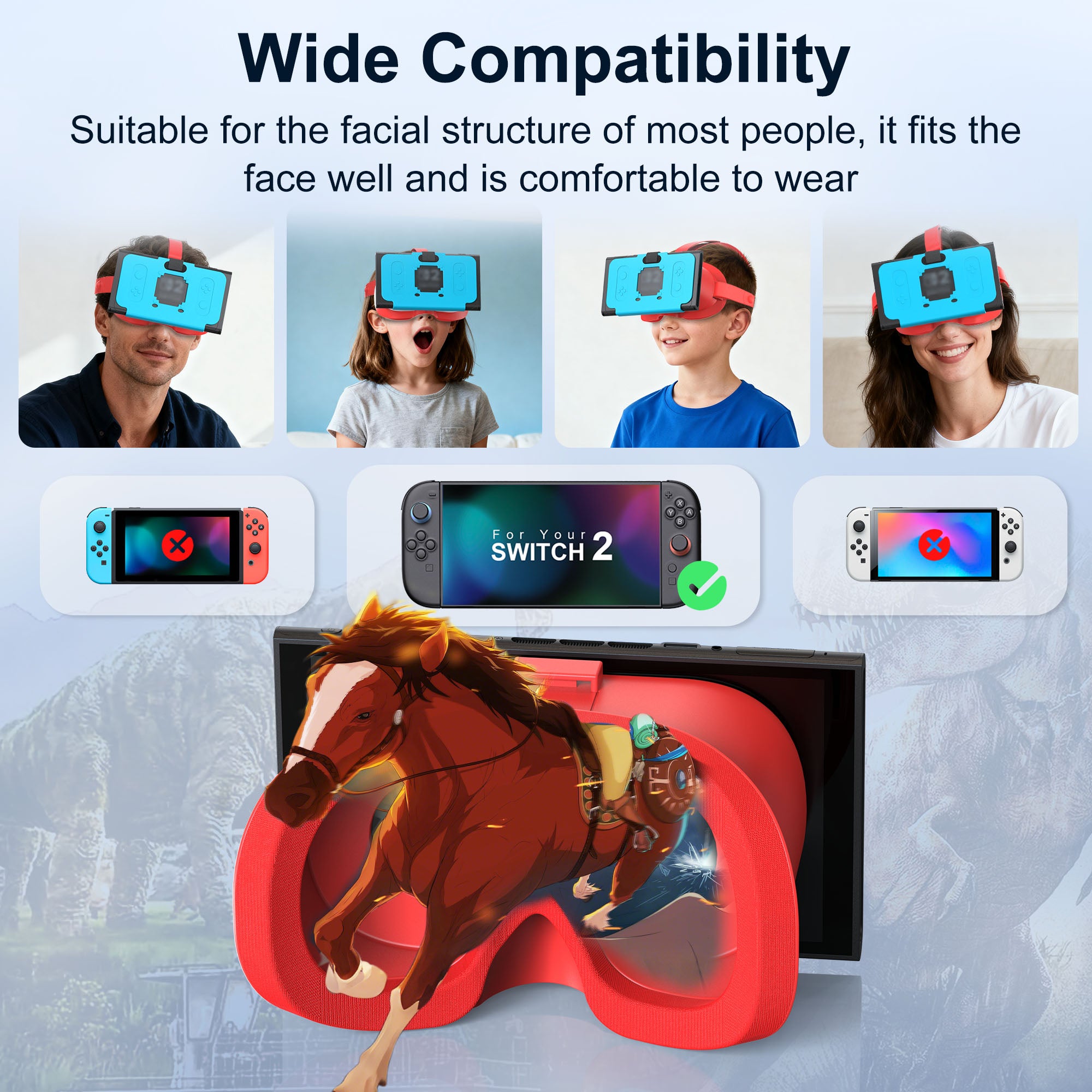 Newest VR Headset for Nintendo Switch 2 Model, 3D VR Glasses with Adjustable Lens for Virtual Reality Gaming Experience, Switch VR Labo Goggles Adjustable Headset for Nintendo Switch 2,Red
