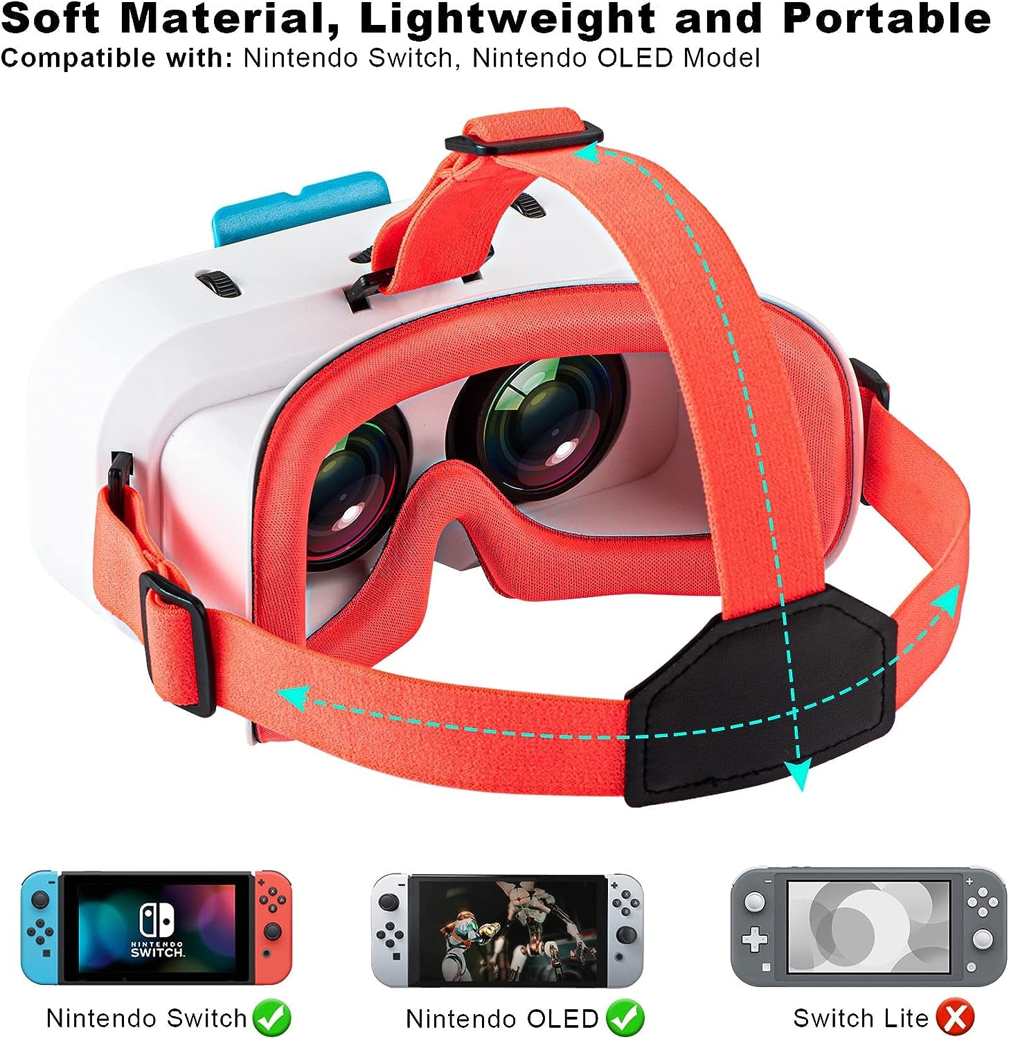 Wiher Newest VR Headset for Nintendo Switch & Switch OLED Model, 3D VR Glasses with Adjustable Lens for Virtual Reality Gaming Experience, Switch VR Labo Goggles Headset for Nintendo Switch(Red)