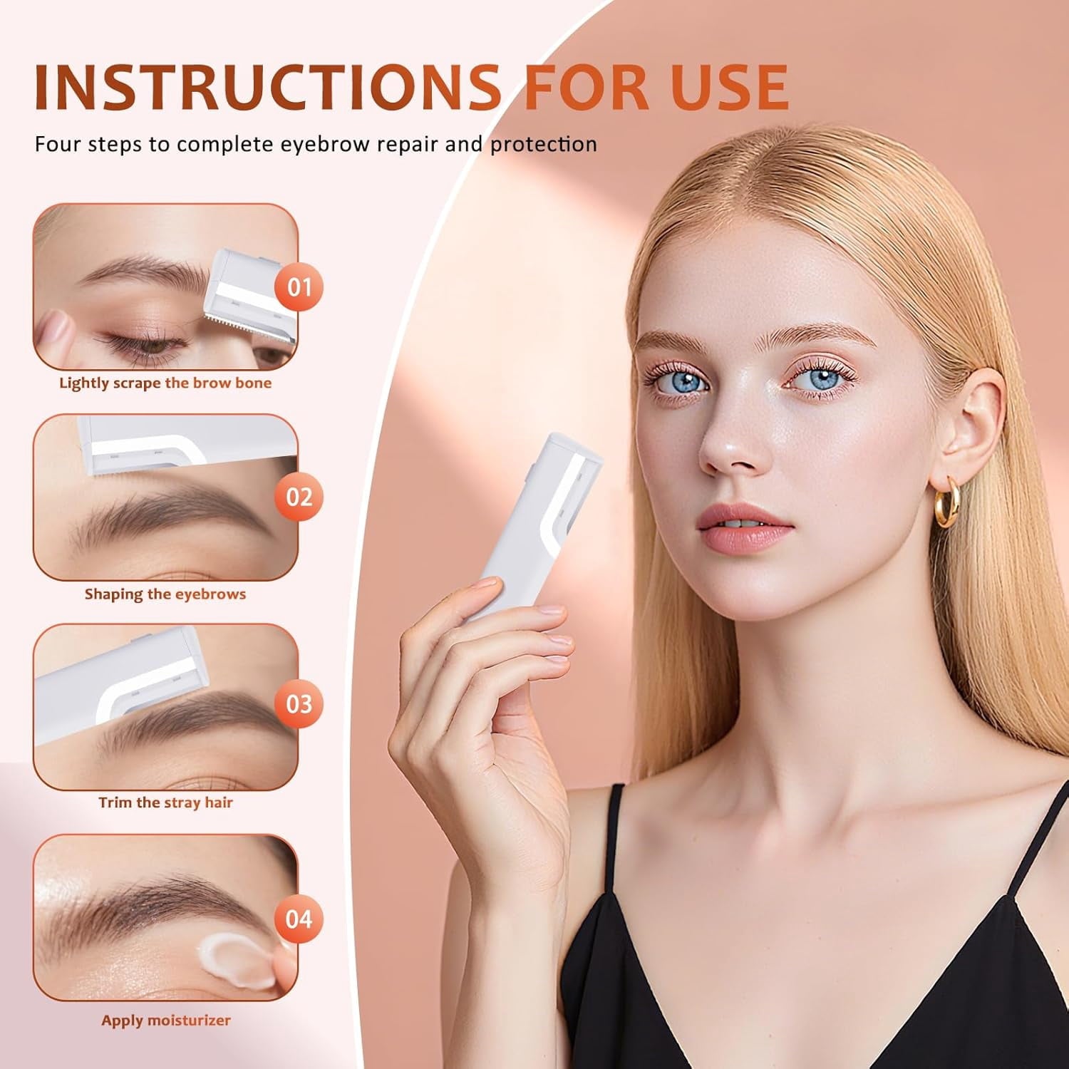 Electric Dermaplane Razor for Face with LED Light, Mini Sonic Dermaplaning Tool Kit for Women with 5 Replace Blades 3 Speeds Facial Peach Fuzz Exfoliation & Hair Removal At Home
