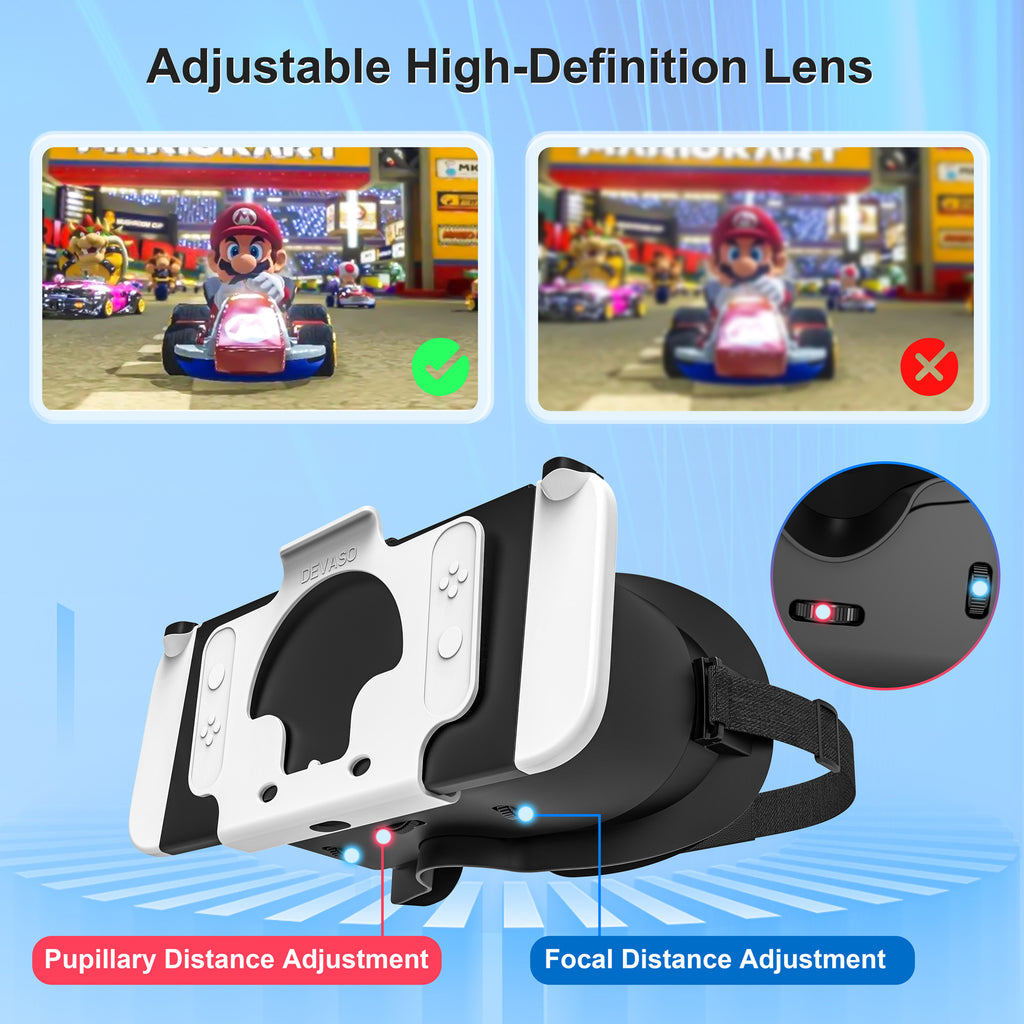 Wiher Newest VR Headset for Nintendo Switch & Switch OLED Model, 3D VR Glasses with Adjustable Lens for Virtual Reality Gaming Experience, Switch VR Labo Goggles Headset for Nintendo Switch(Black)