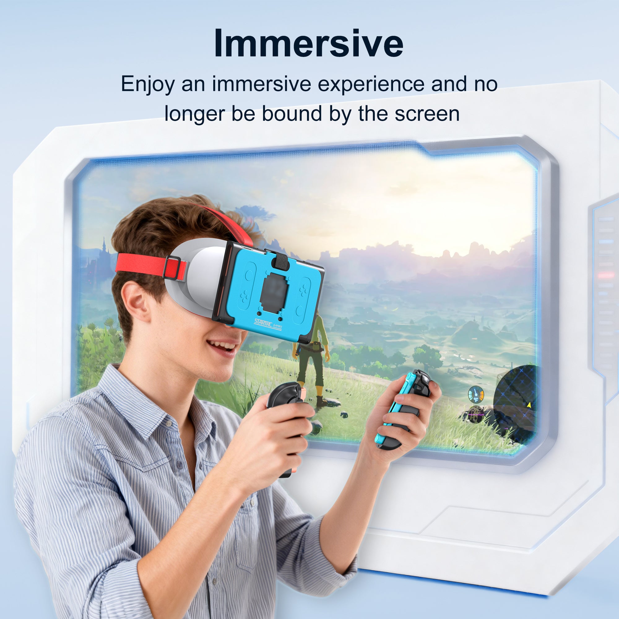 Prociv Newest VR Headset for Nintendo Switch2 Model, 3D VR Glasses with Adjustable Lens for Virtual Reality Gaming Experience, Switch VR Labo Goggles Headset for Nintendo Switch2(White Blue)