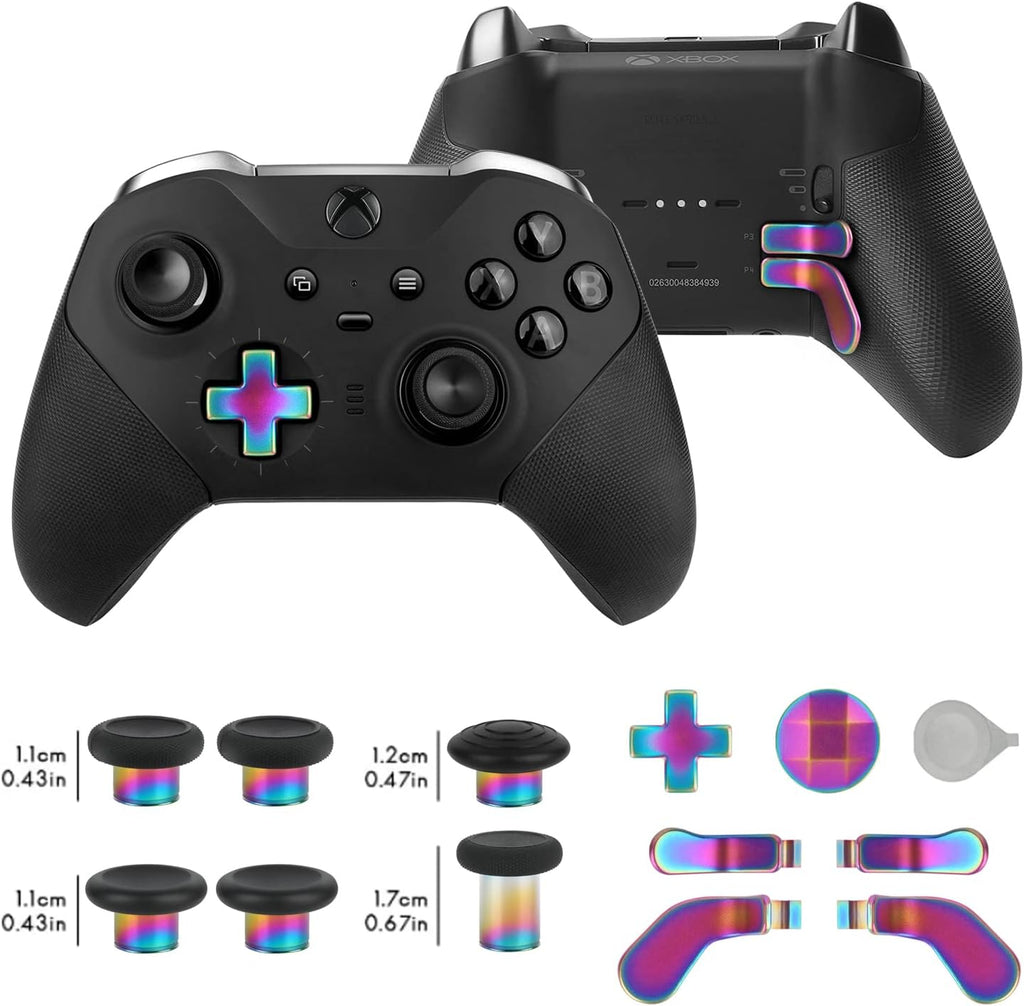 Prociv 17 in 1 Metal Thumbsticks for Xbox One Elite Series 2, Elite Series 2 Controller Accessory Parts, Gaming Accessory Replacement, Metal Mod 6 Swap Joystick, 4 Paddles, 2 D-Pads, 1 Tool (Color)