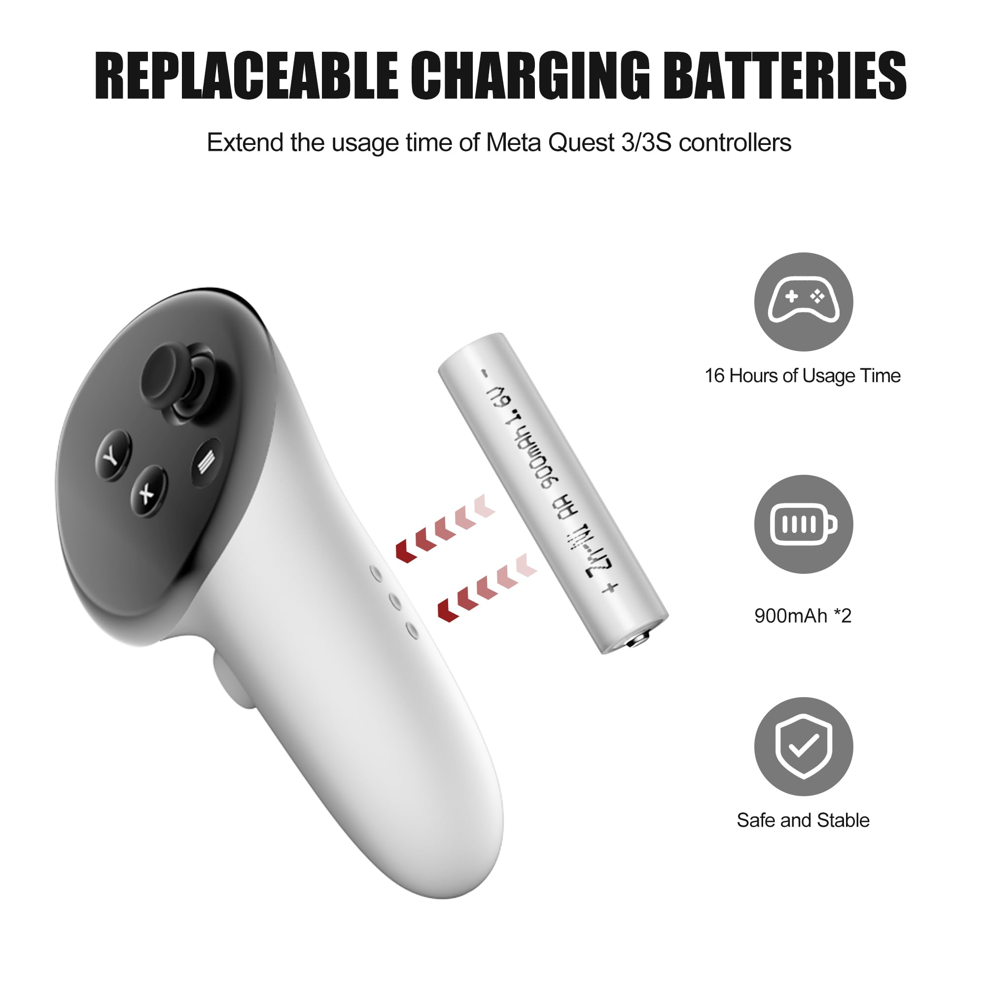 VR Charging Dock Compatible with Meta Quest 3/3S Controllers,Wireless Charging Station for Quest 3/3S Accessories,Magnetic Charger Stand for Controller with 2 Rechargeable Battery