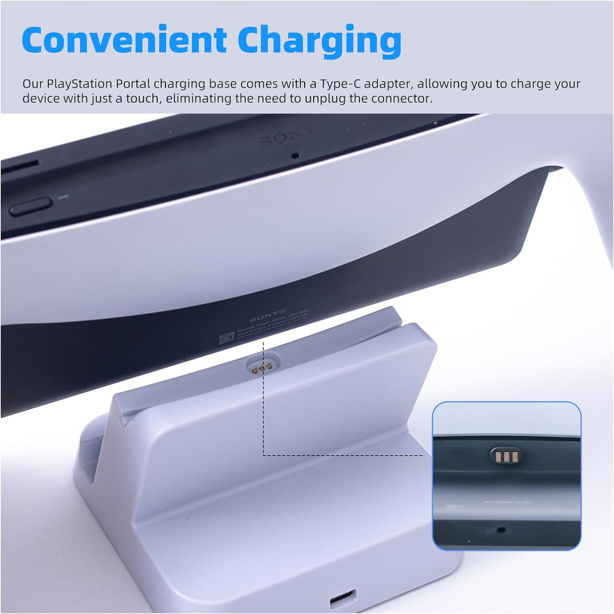 Prociv Charging Station for Playstation Portal Remote Player, for PS Portal Charger Dock Stand with Type C Plug, for Playstation 5 PS5 Portable Accessories Stand Charger Station, White