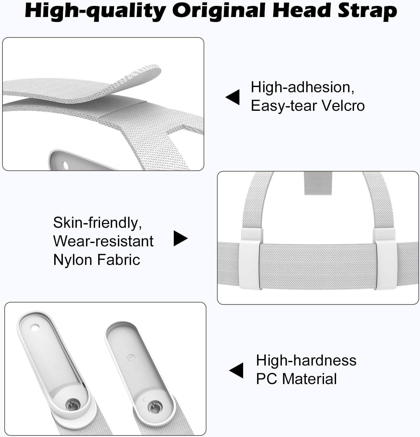 Replacement Head Strap for Meta Quest 2/3/3S,Original Oculus Quest 3/3S/2 Comfort Headband,3 Pairs Thumbstick Caps Included,Adjustable & Breathable Design-VR Head Strap Accessories