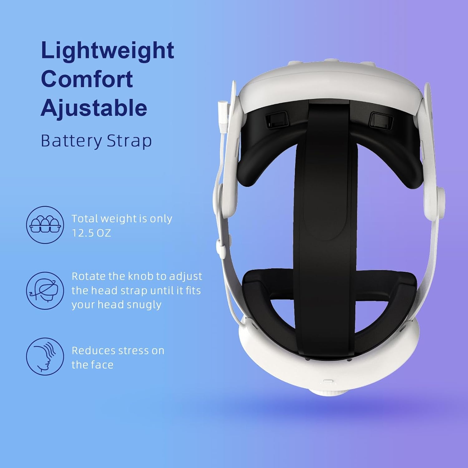 RGB Comfort Battery Head Strap 8000mAh Compatible with Meta Quest 3/Quest 3S Accessories,Battery Pack Elite Strap Replacement for Enhanced Support and Extend Playtime in VR