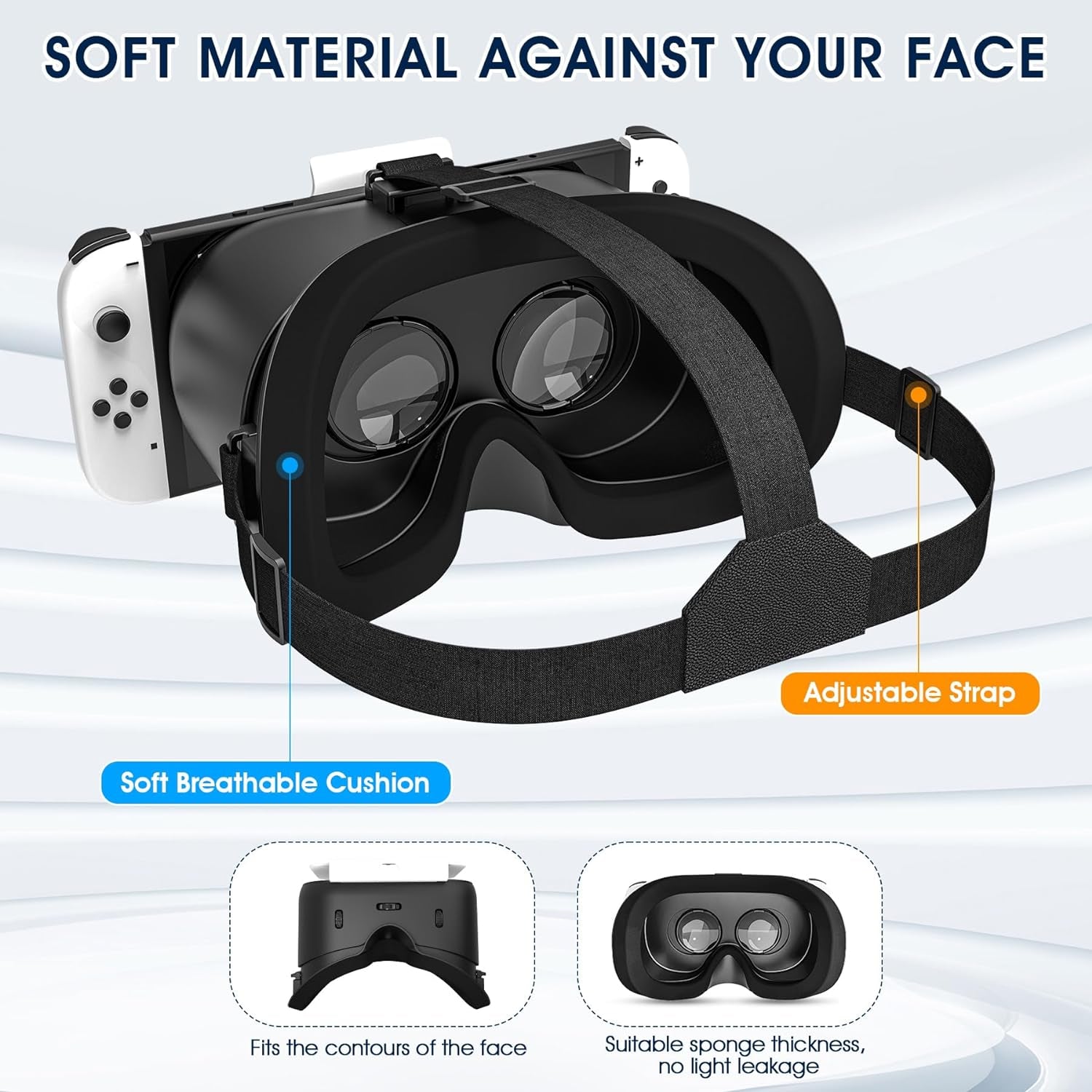 Wiher Newest VR Headset for Nintendo Switch & Switch OLED Model, 3D VR Glasses with Adjustable Lens for Virtual Reality Gaming Experience, Switch VR Labo Goggles Headset for Nintendo Switch(Black)