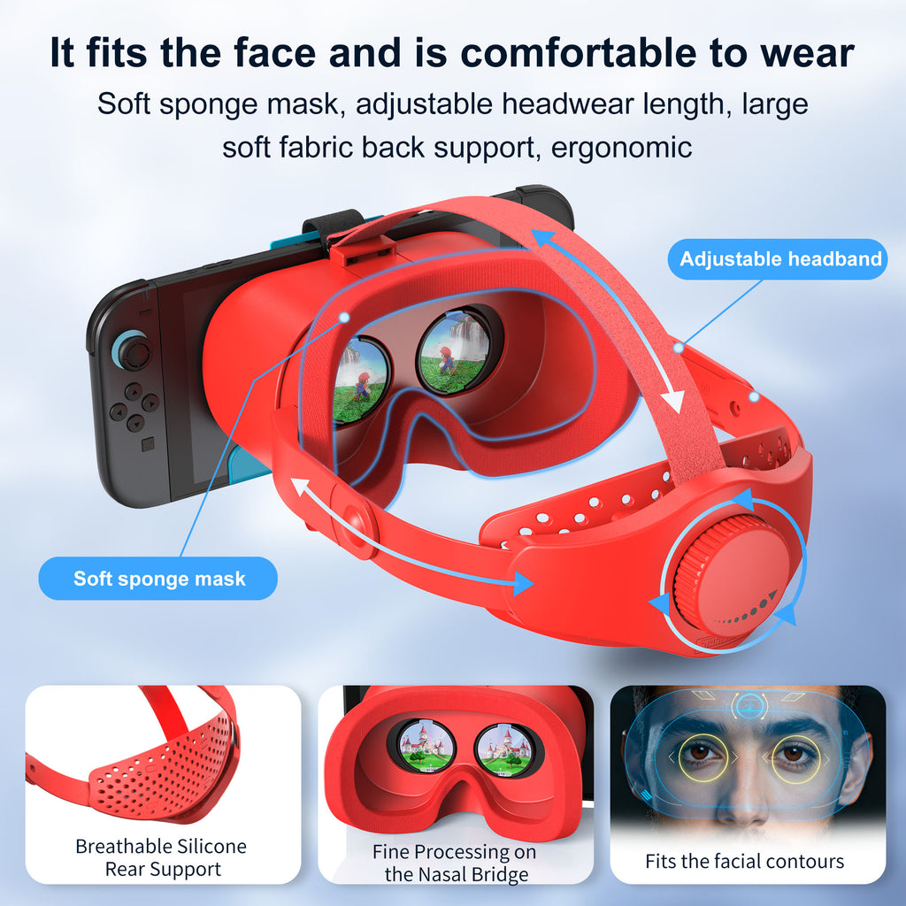 Newest VR Headset for Nintendo Switch 2 Model, 3D VR Glasses with Adjustable Lens for Virtual Reality Gaming Experience, Switch VR Labo Goggles Adjustable Headset for Nintendo Switch 2,Red