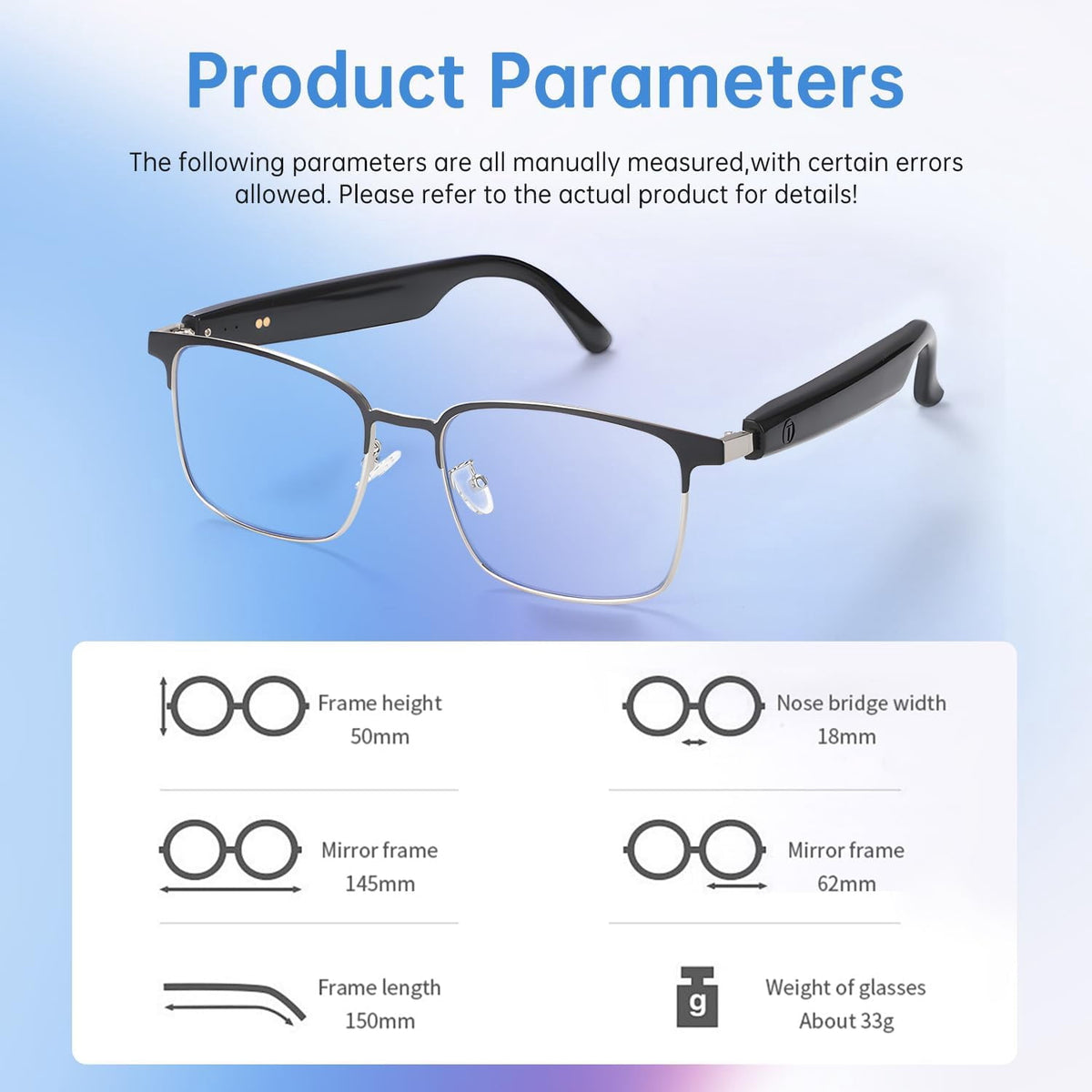 Wiher Smart Glasses with AI Translation, Bluetooth Audio Sunglasses with Photochromic Lenses, Voice Assistant, Real-Time Translation, Supports 144+ Languages, Great for Business, Travel Silver