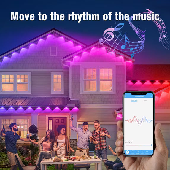Outdoor Lights for House, Permanent Outdoor Lights, 50FT RGBIC Eaves Lights with App/Remote Control, IP67 Christmas Lights Outdoor Waterproof String Lights for Halloween Party House Roof Garden
