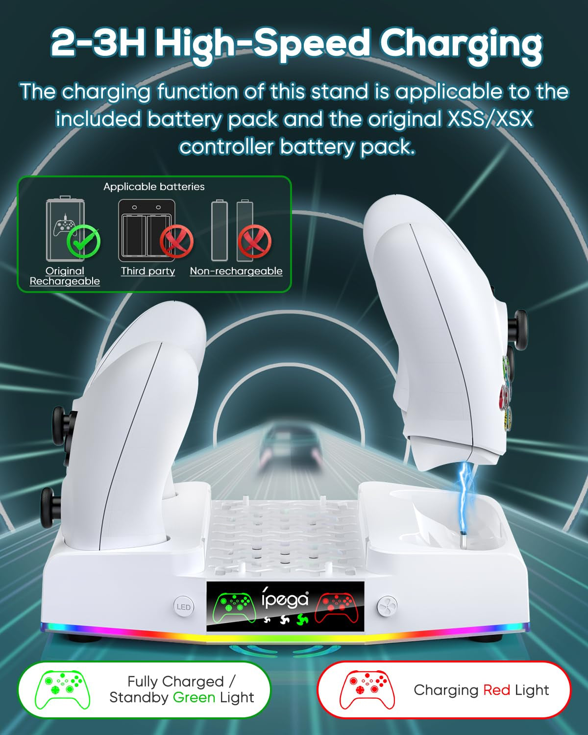 Upgraded RGB Cooling Fan Charging Station for Xbox Series S Console & Controller,Dual Charger Dock and Cooler System Stand with 15 Colorful Light Modes Accessories with 2*1400mAH Rechargeable Battery