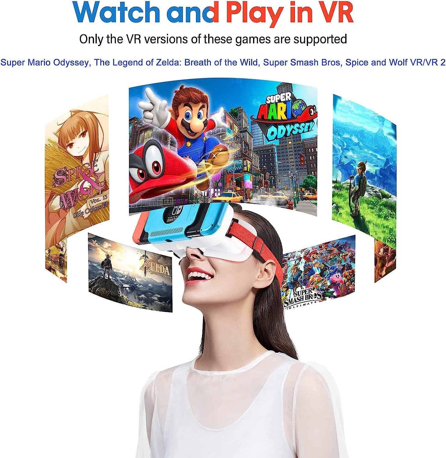 Wiher Newest VR Headset for Nintendo Switch & Switch OLED Model, 3D VR Glasses with Adjustable Lens for Virtual Reality Gaming Experience, Switch VR Labo Goggles Headset for Nintendo Switch(Red)
