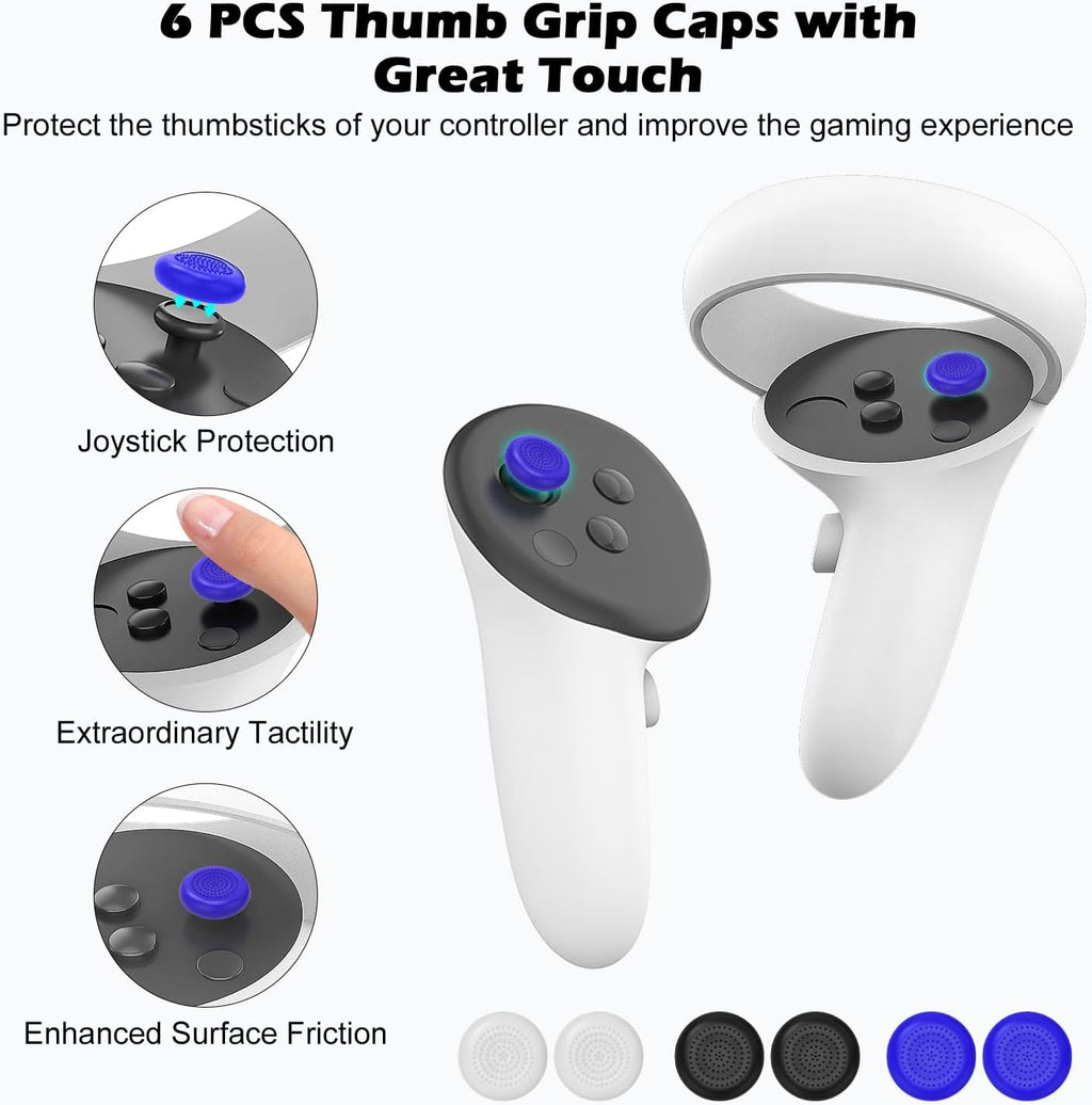 Replacement Head Strap for Meta Quest 2/3/3S,Original Oculus Quest 3/3S/2 Comfort Headband,3 Pairs Thumbstick Caps Included,Adjustable & Breathable Design-VR Head Strap Accessories
