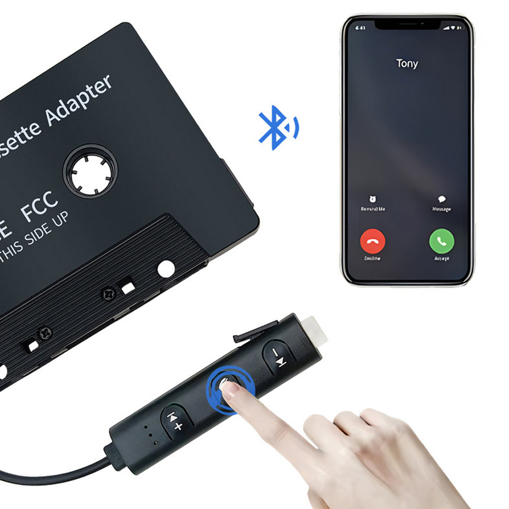 Prociv New Car Audio Bluetooth Wireless Cassette Receiver, Bluetooth 5.1 Car Audio Stereo Cassette Vehicle Tape Converter Cassette, Work While Charging Black