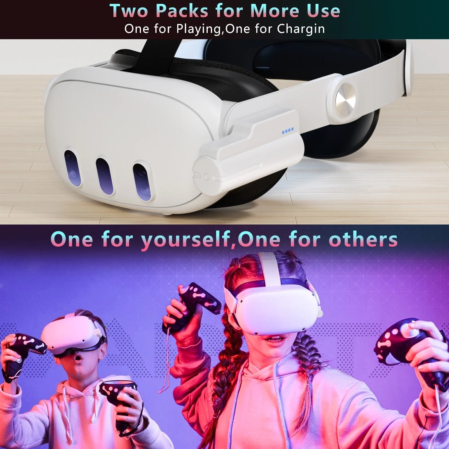 Battery Pack for Meta Oculus Quest 3/3S and Oculus 2, Fast 9V/18W 5000mAh Head Strap Battery Charger Compatible with Oculus/Meta Quest 2/3/3S Lightweight VR Accessories for Extra 2-4H Playtime