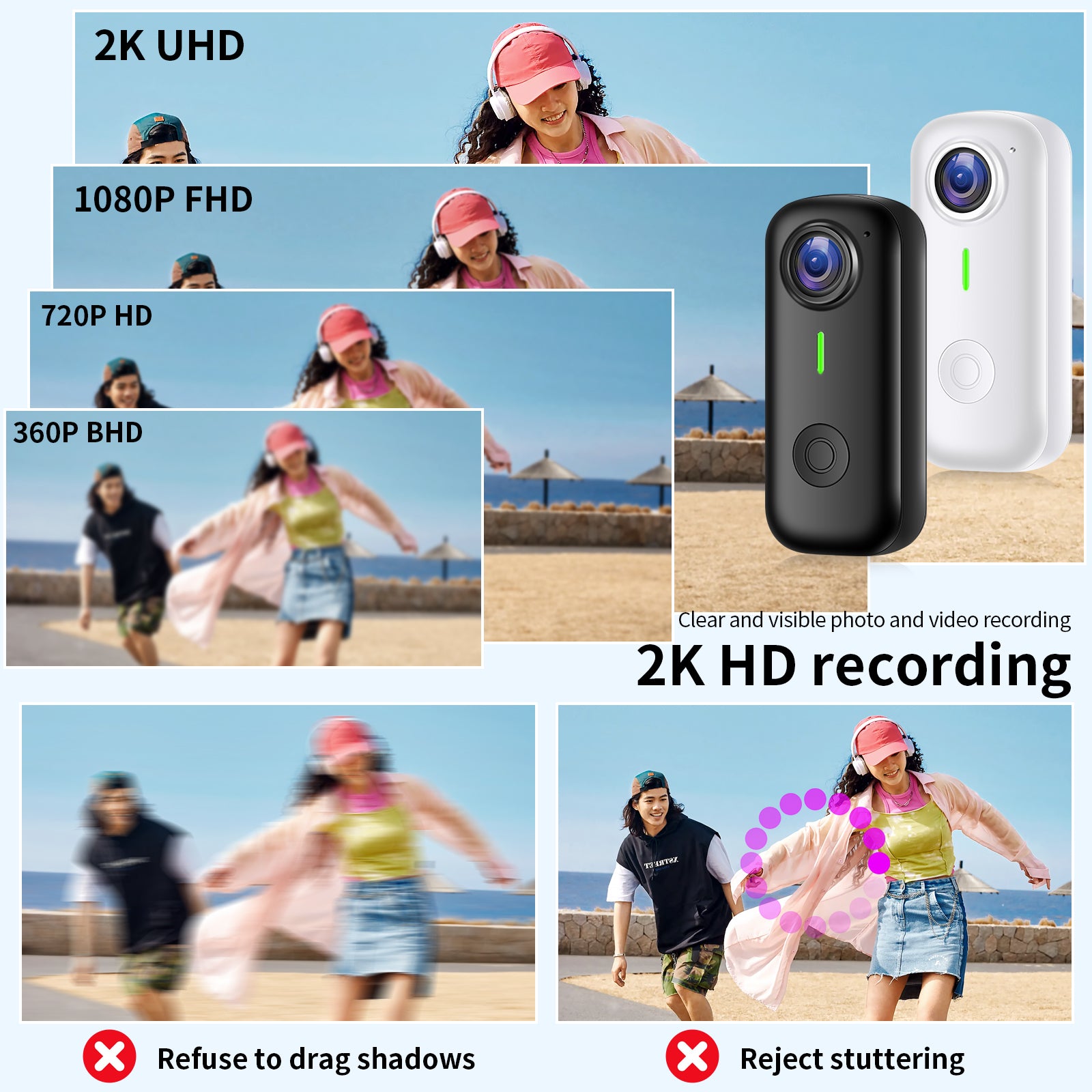 Mini Body Camera, Wearable Action Body Cam with Audio & Video- Thumb Hands Free Waterproof Recording Wearable Cameras - for Work Travel Pet Walk Swim(Black)