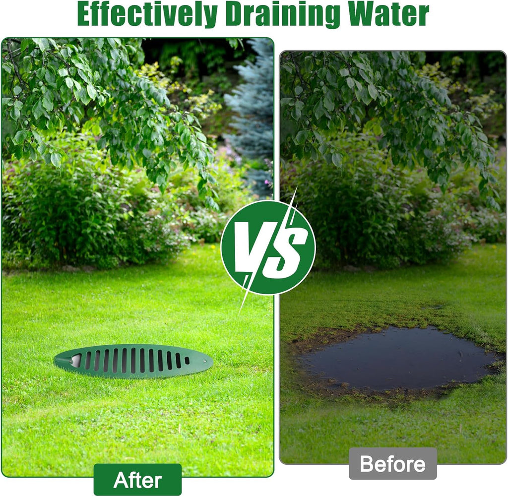 Yard Drain Emitter, 4in Green Angled Drainage Grate Yard for Sump Pump Discharge&Downspout Extensions,Angled Slope Pipe Grate for 4-Inch Connection,Reduce Stagnant Water