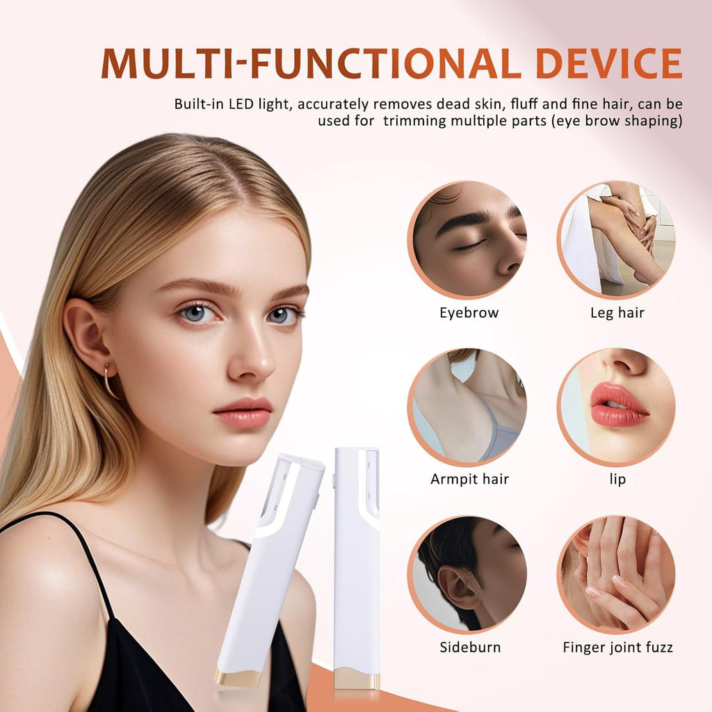 Electric Dermaplane Razor for Face with LED Light, Mini Sonic Dermaplaning Tool Kit for Women with 5 Replace Blades 3 Speeds Facial Peach Fuzz Exfoliation & Hair Removal At Home