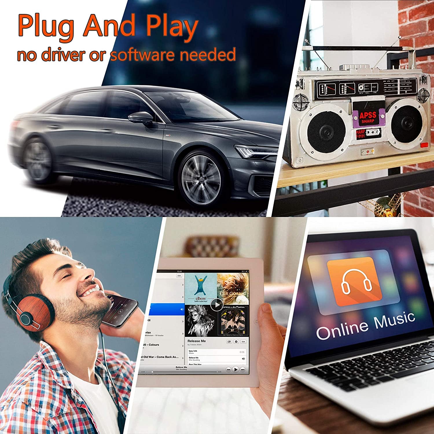 Wiher Car Audio Bluetooth Wireless Cassette Receiver, Tape Player Bluetooth 5.0 Cassette Aux Adapter Black