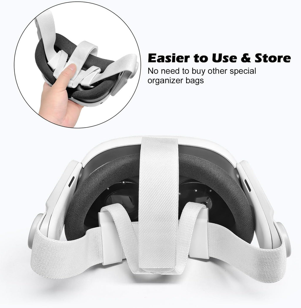 Replacement Head Strap for Meta Quest 2/3/3S,Original Oculus Quest 3/3S/2 Comfort Headband,3 Pairs Thumbstick Caps Included,Adjustable & Breathable Design-VR Head Strap Accessories