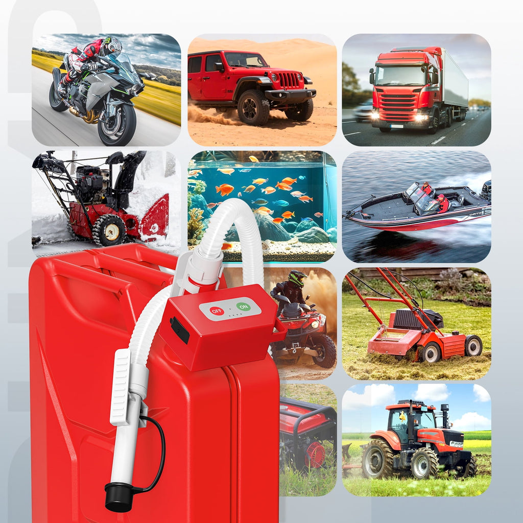 Automatic Fuel Transfer Pump, Fast 3.2 GPM Flow Gas Transfer Pump with Auto Stop Sensor Fuel Gas Can Pump with 71" Extra Long Hose, Rechargeable Lithium-Ion Battery Gas Pump, Red