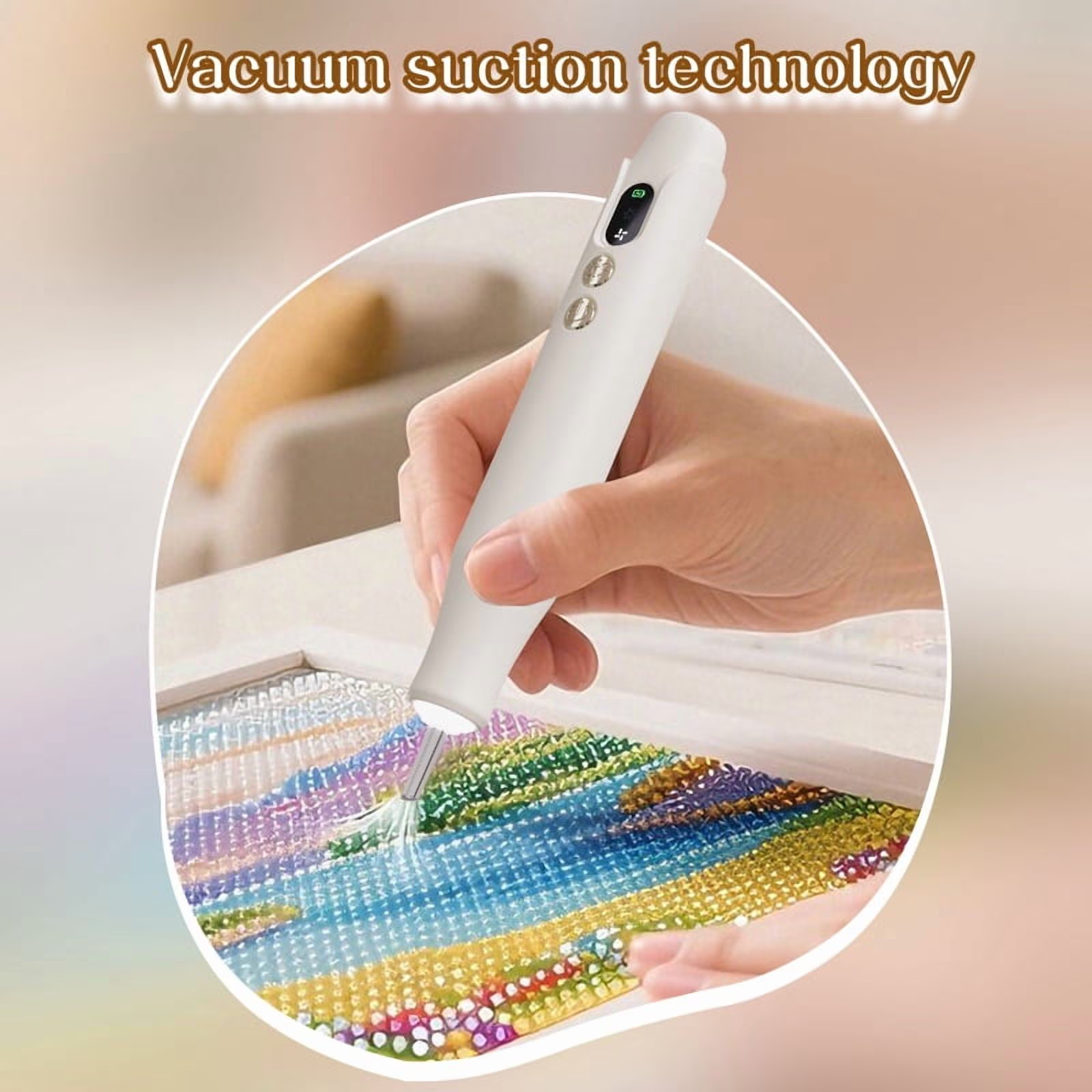 Wiher Diamond Art Pens, Electric Vacuum Diamond Painting Pen no Wax Needed, Dual-Speed Adjustment, Diamond Art Accessory for DIY Diamond Painting, Gift for Diamond Art Fan, White