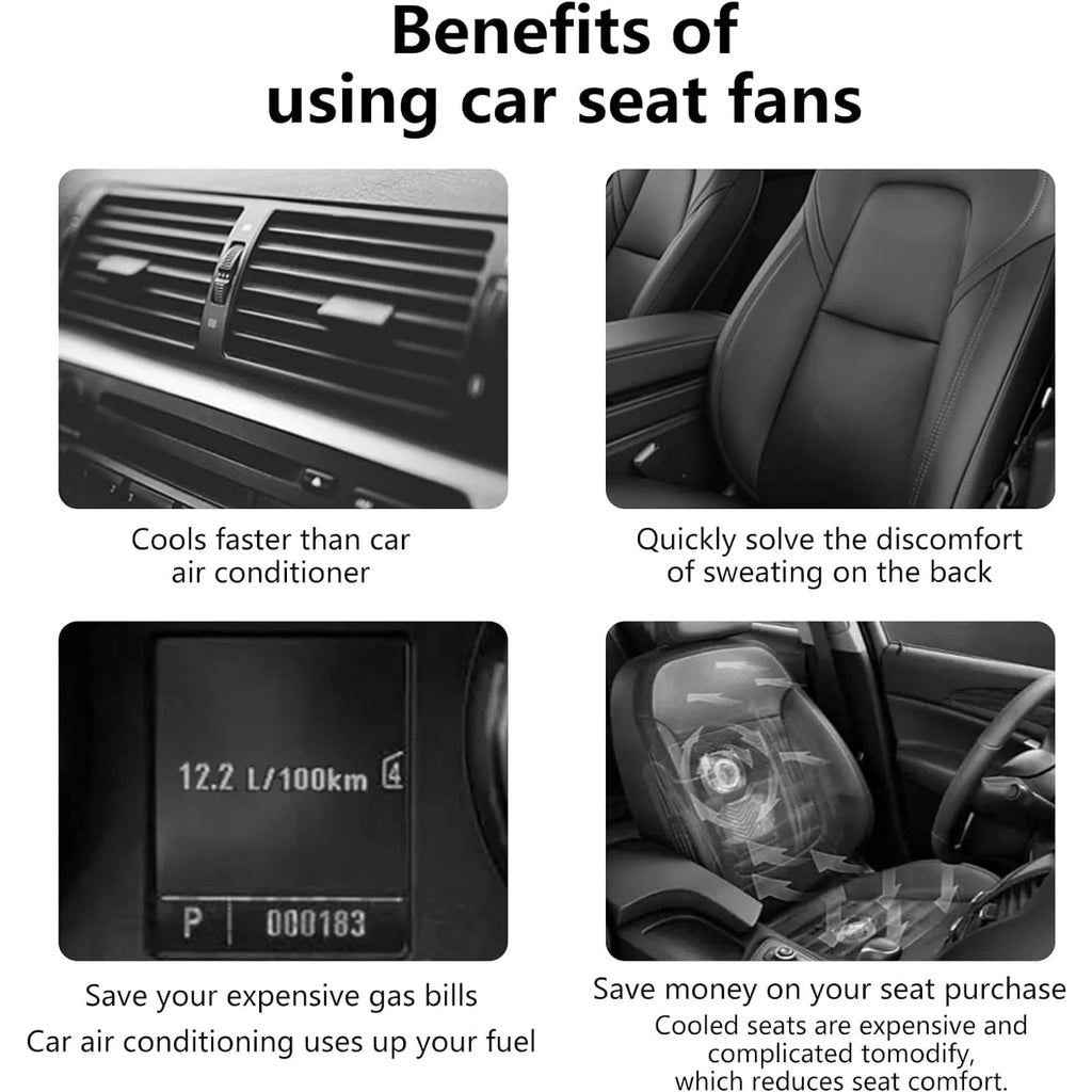 Wiher Car Seat Fan Car Fan Seat Cooling Fan with 3 Speed Rotating Fan to Cool Your Back Suitable for Car RV SUVs Trucks and Kids Blows Out Cool Air (Black)