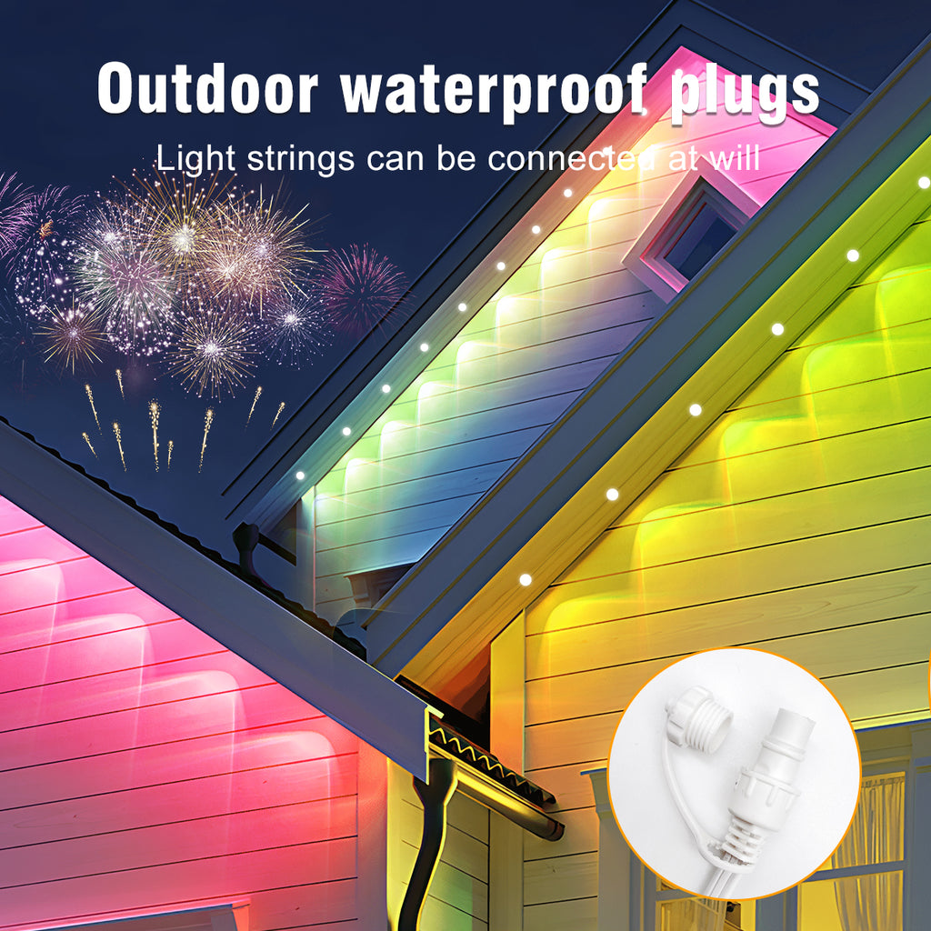 Permanent Outdoor Lights 150ft, Christmas Outdoor Lights Smart RGB+IC App Control with 48 LEDs, LED Eaves Lights IP67 Waterproof, House Roof Outdoor Lighting for Party, Daily, Halloween,Garden