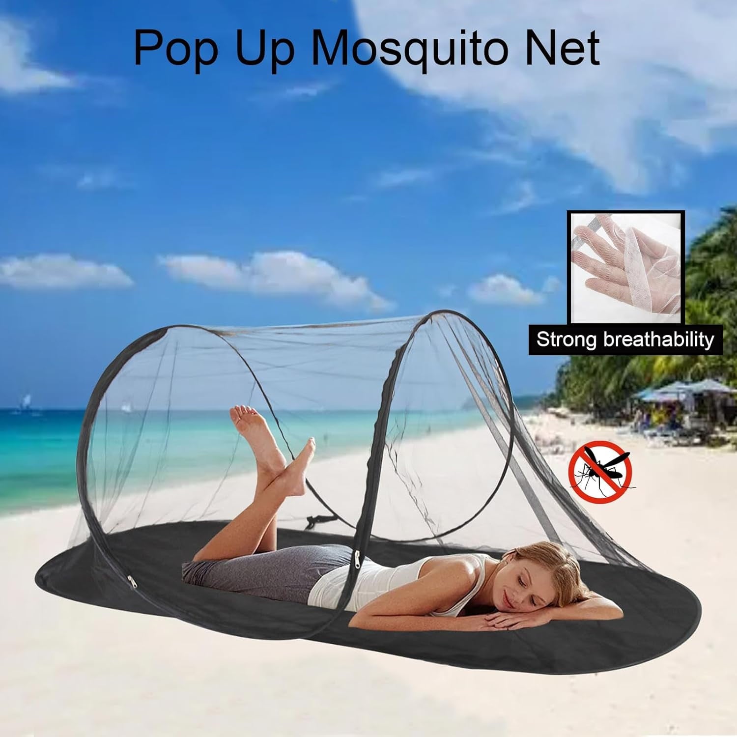 AmzDoer Mosquito Tent with Bottom Portable Foldable Mosquito Net for Outdoor Foldable Mosquito Net for Camping Personal Insect-Proof Canopy Mosquito Net for Bed Camping Travel Patio Suitable
