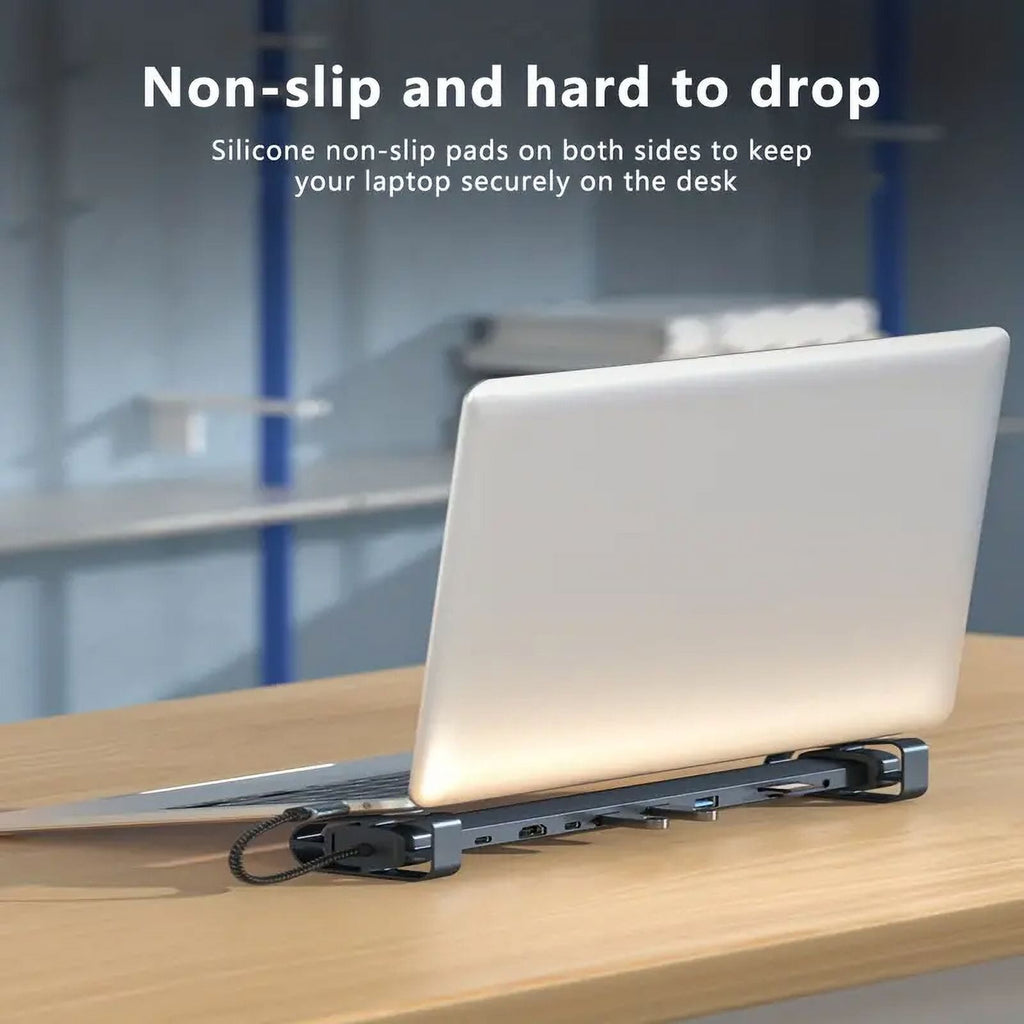 USB C Laptop Docking Station Stand 10 In 1 Folding Tilt Stand Triple Display USB C 4K PD 100W USB 3.0 TF SD Audio RJ45 for MacBook & Windows